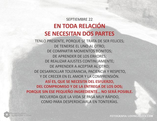 En toda relación se necesitan dos partes